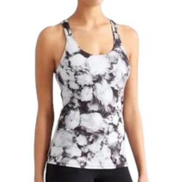 ATHLETA Floral Crush Optimism Tank Black & White SZ M - Picture 1 of 9